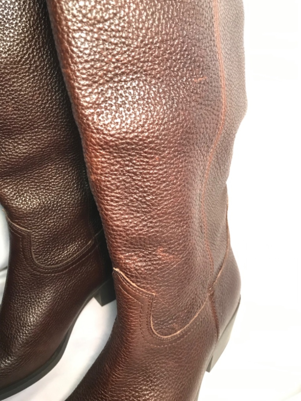 Zara Leather Hight Boots Textured Brown Mid Heel Pointed Toe Pull On Size: 6 1/2 - Picture 9 of 16